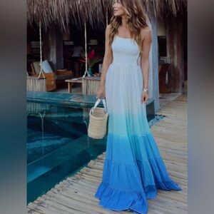 Hand-painted Blue Ombre Maxi Dress